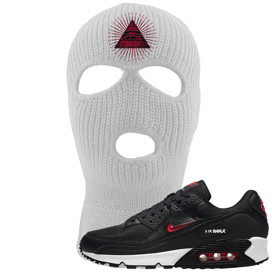 Jewel Bred 90s Ski Mask | All Seeing Eye, White