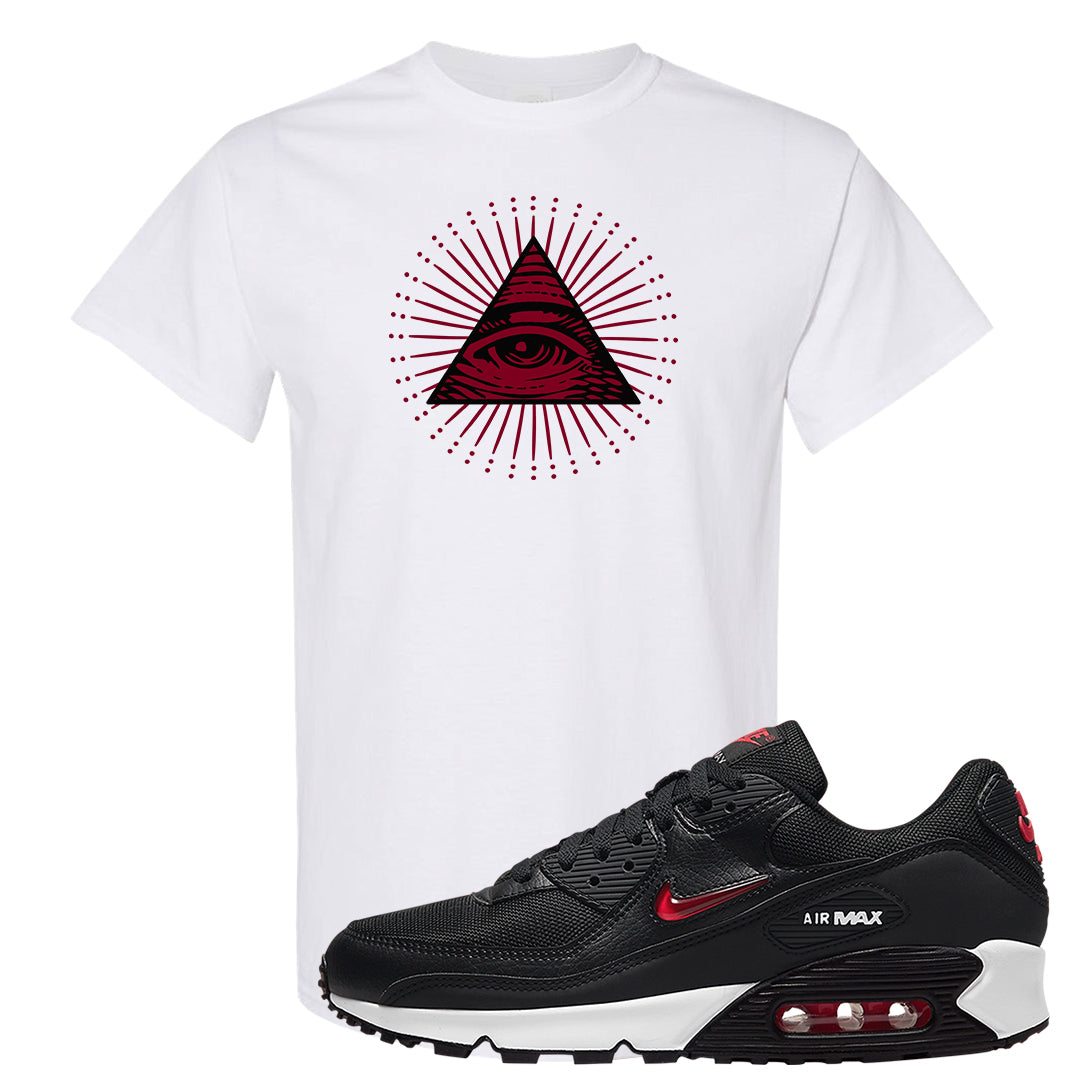 Jewel Bred 90s T Shirt | All Seeing Eye, White