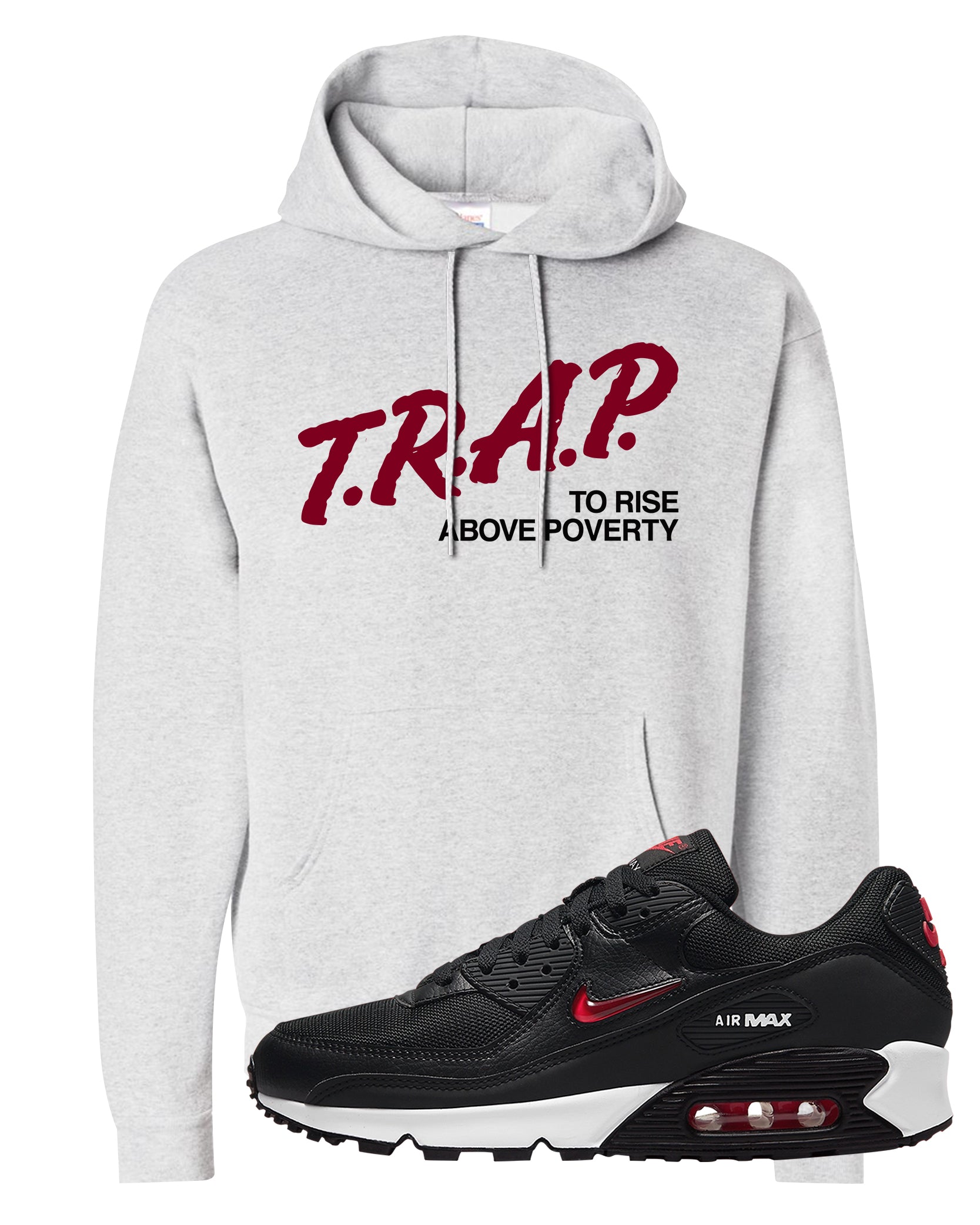 Jewel Bred 90s Hoodie | Trap To Rise Above Poverty, Ash