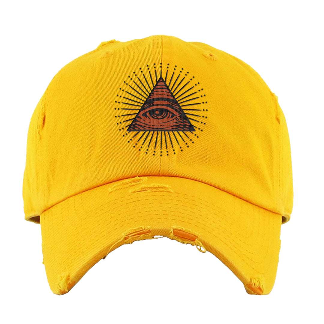 Pressure Gauge 90s Distressed Dad Hat | All Seeing Eye, Gold