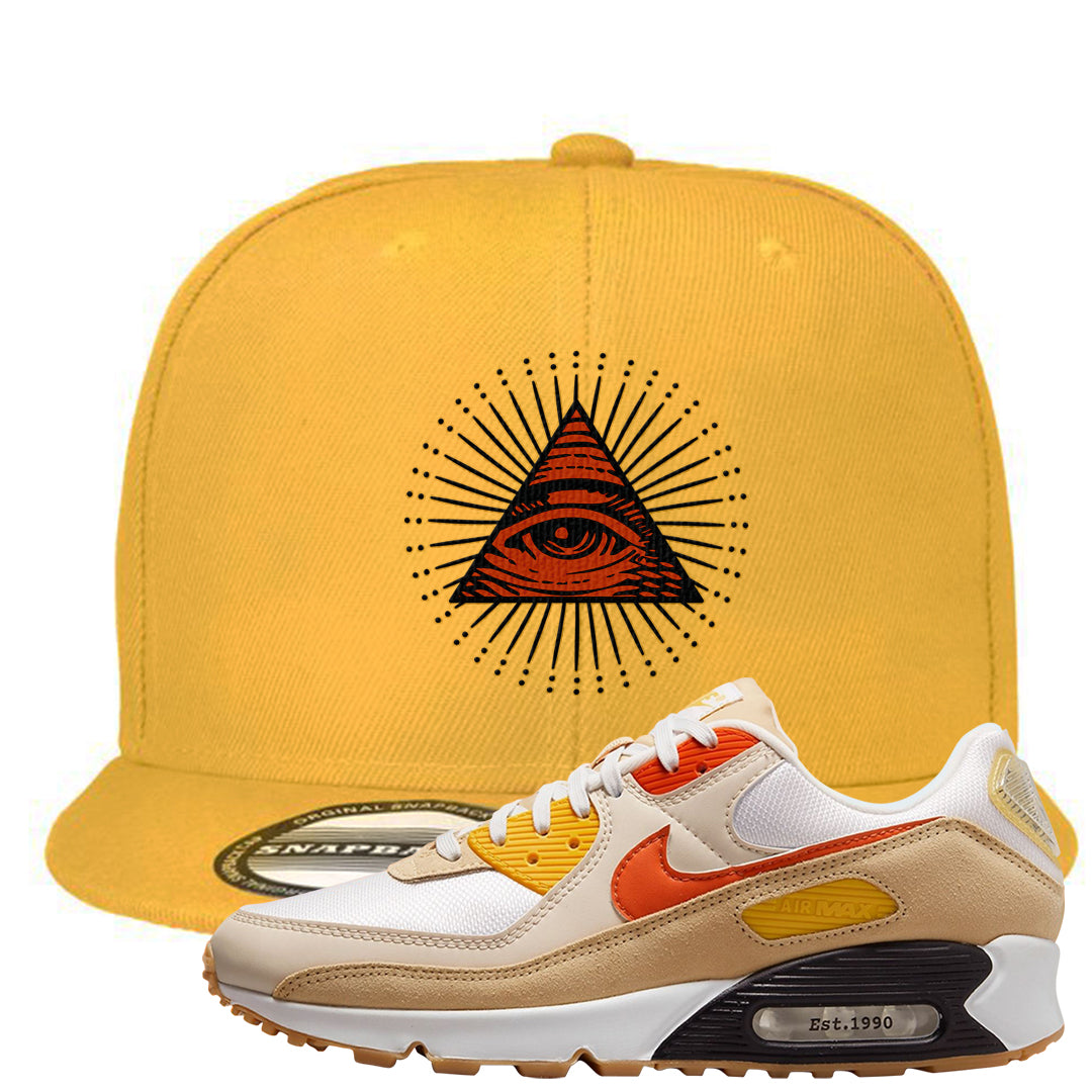 Pressure Gauge 90s Snapback Hat | All Seeing Eye, Gold