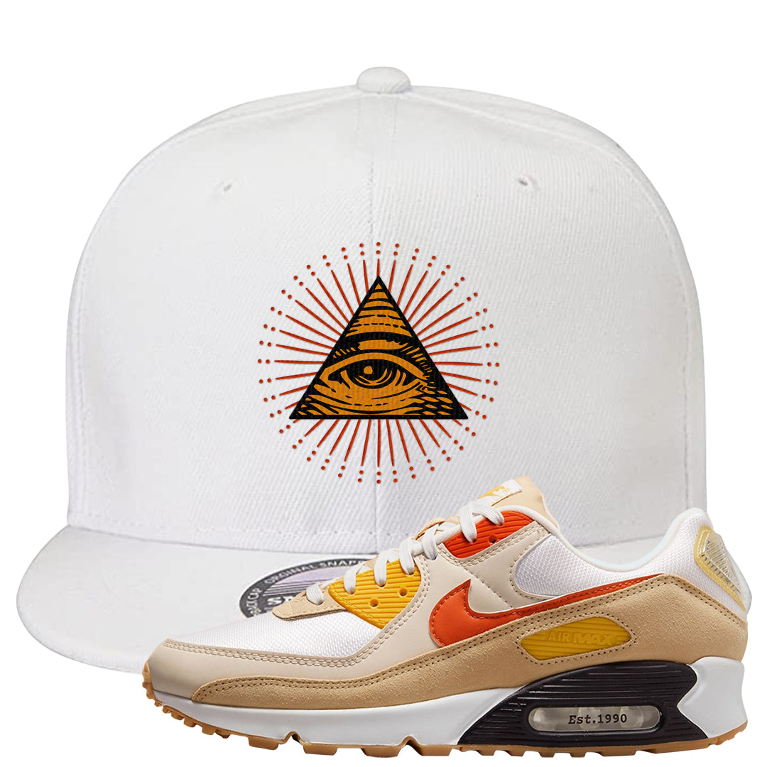Pressure Gauge 90s Snapback Hat | All Seeing Eye, White