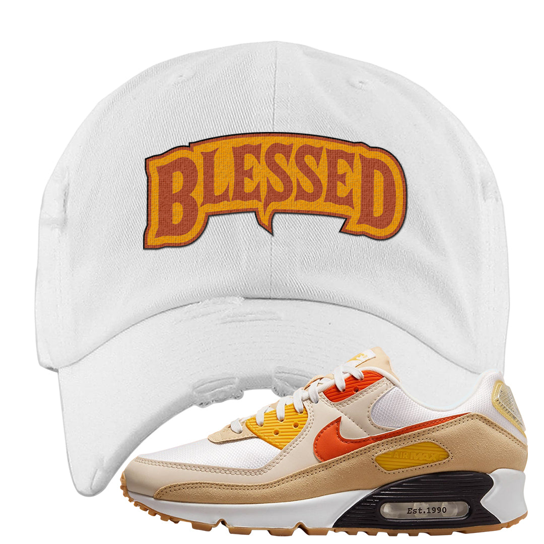 Pressure Gauge 90s Distressed Dad Hat | Blessed Arch, White