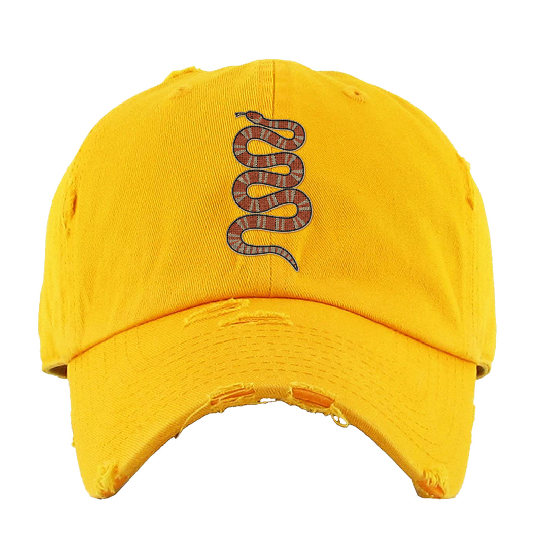 Pressure Gauge 90s Distressed Dad Hat | Coiled Snake, Gold