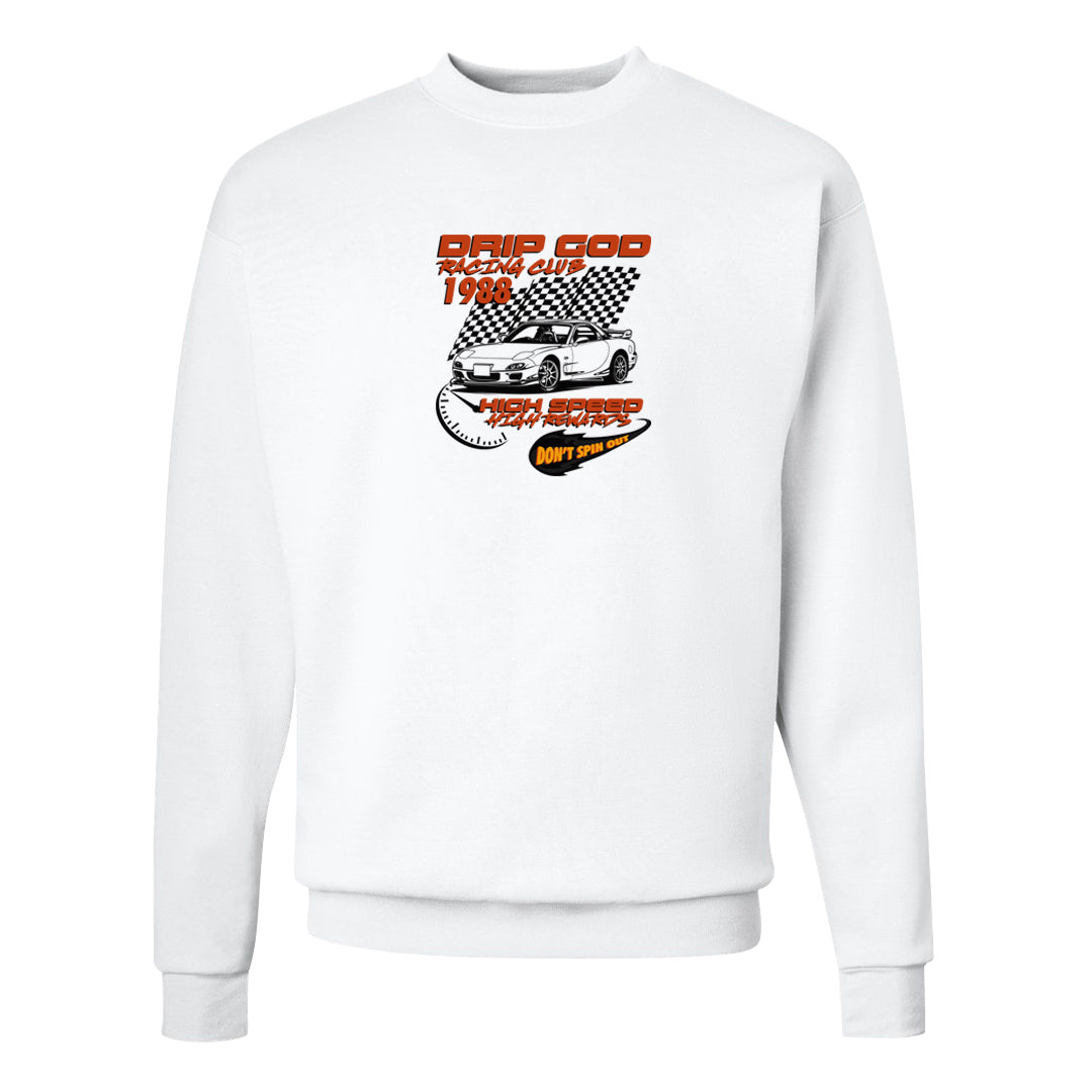 Pressure Gauge 90s Crewneck Sweatshirt | Drip God Racing Club, White