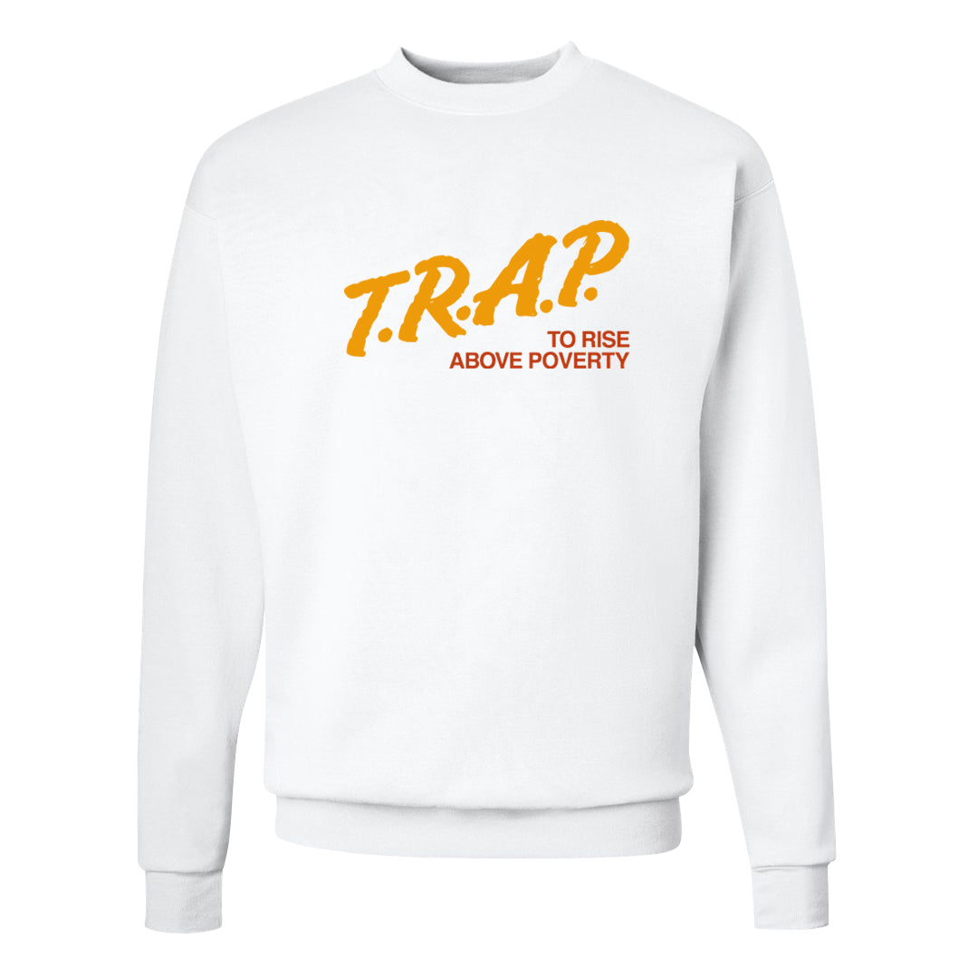 Pressure Gauge 90s Crewneck Sweatshirt | Trap To Rise Above Poverty, White