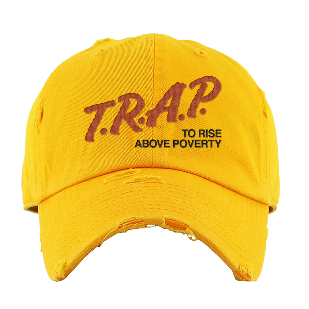 Pressure Gauge 90s Distressed Dad Hat | Trap To Rise Above Poverty, Gold