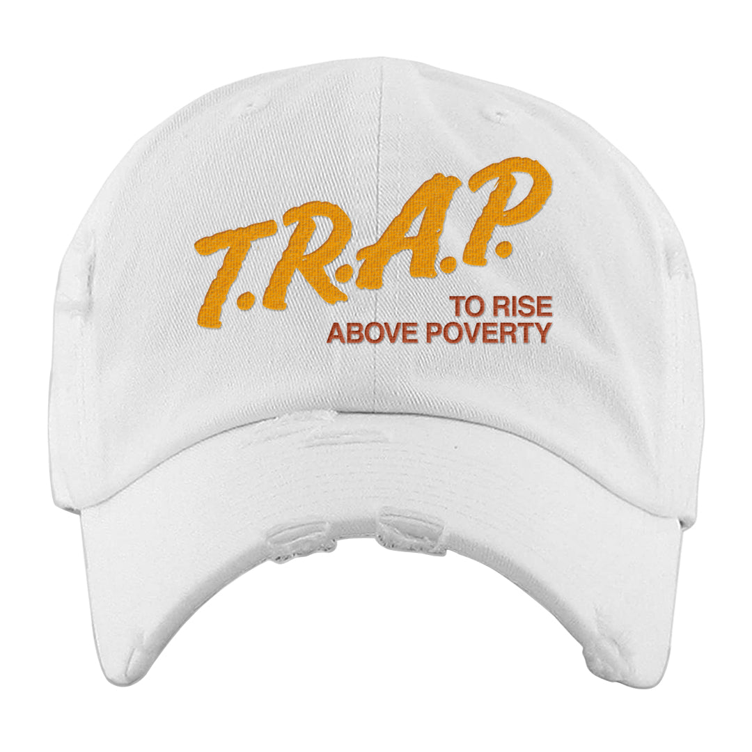 Pressure Gauge 90s Distressed Dad Hat | Trap To Rise Above Poverty, White