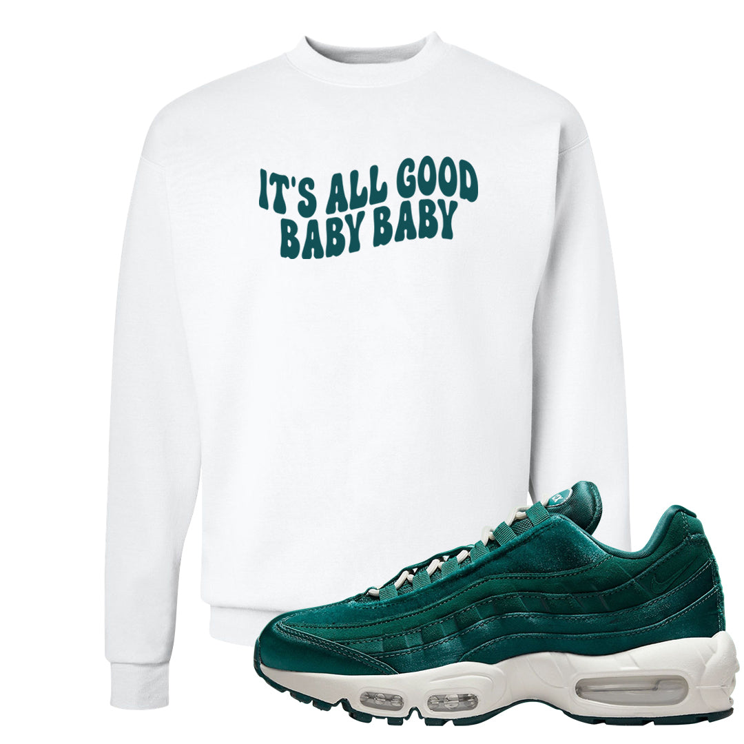 Green Velvet 95s Crewneck Sweatshirt | All Good Baby, White