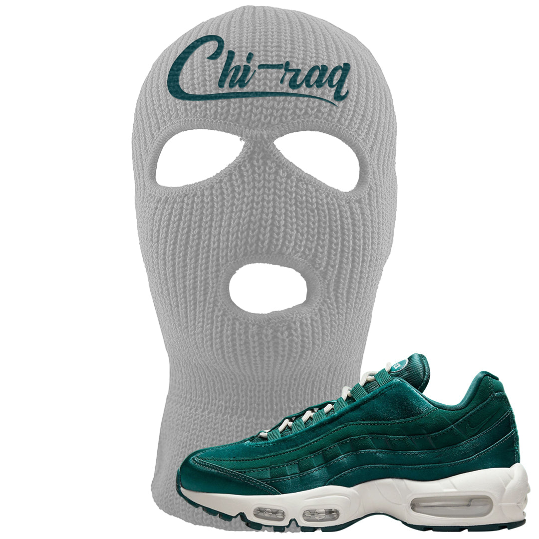 Green Velvet 95s Ski Mask | Chiraq, Light Gray