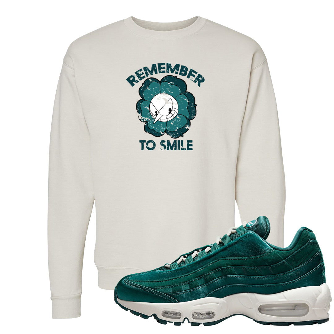 Green Velvet 95s Crewneck Sweatshirt | Remember To Smile, Sand