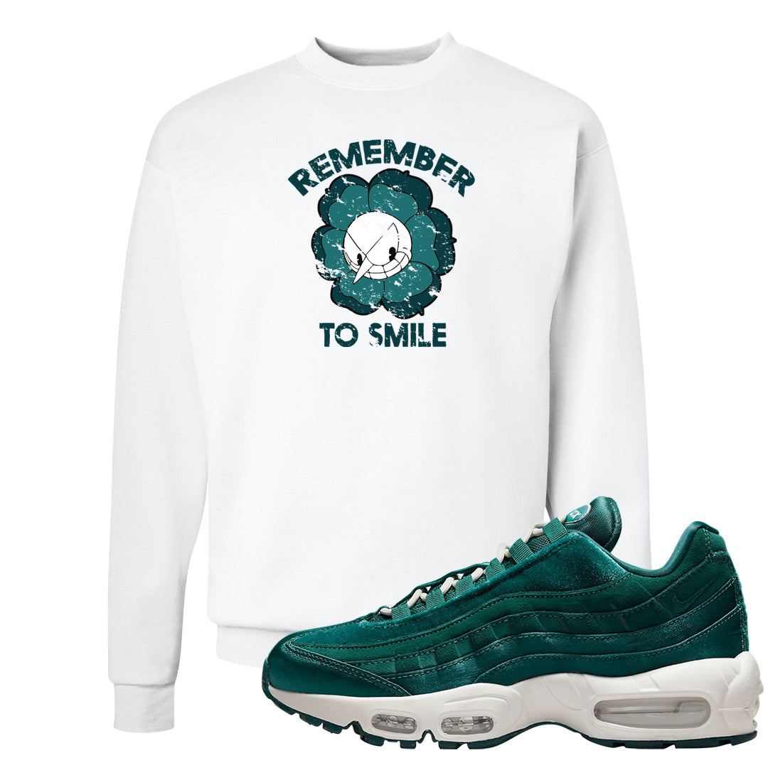 Green Velvet 95s Crewneck Sweatshirt | Remember To Smile, White