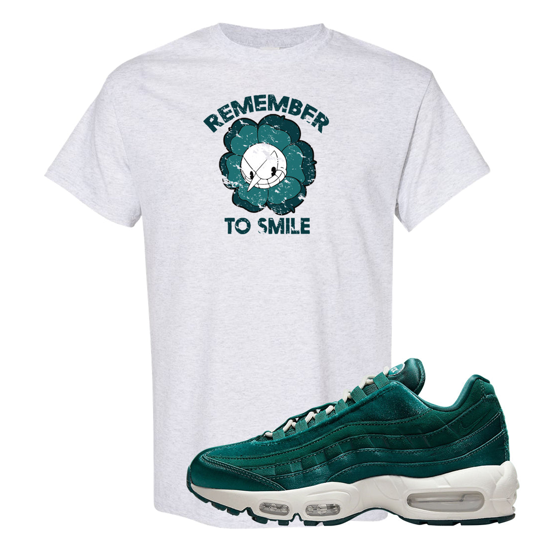 Green Velvet 95s T Shirt | Remember To Smile, Ash