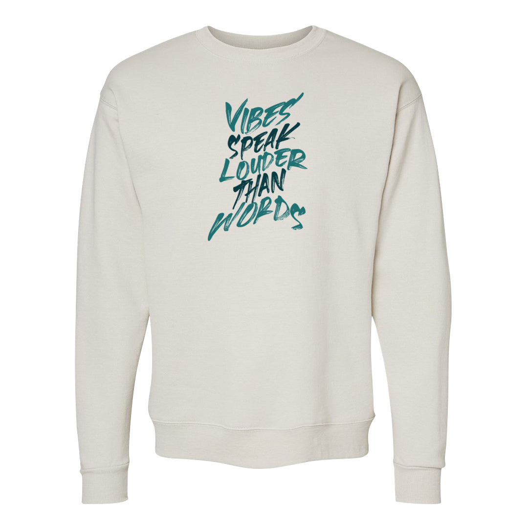 Green Velvet 95s Crewneck Sweatshirt | Vibes Speak Louder Than Words, Sand