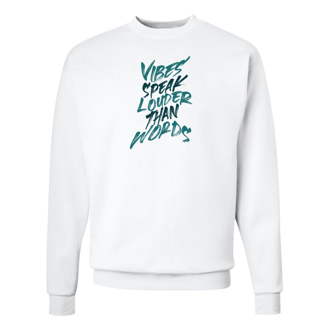 Green Velvet 95s Crewneck Sweatshirt | Vibes Speak Louder Than Words, White