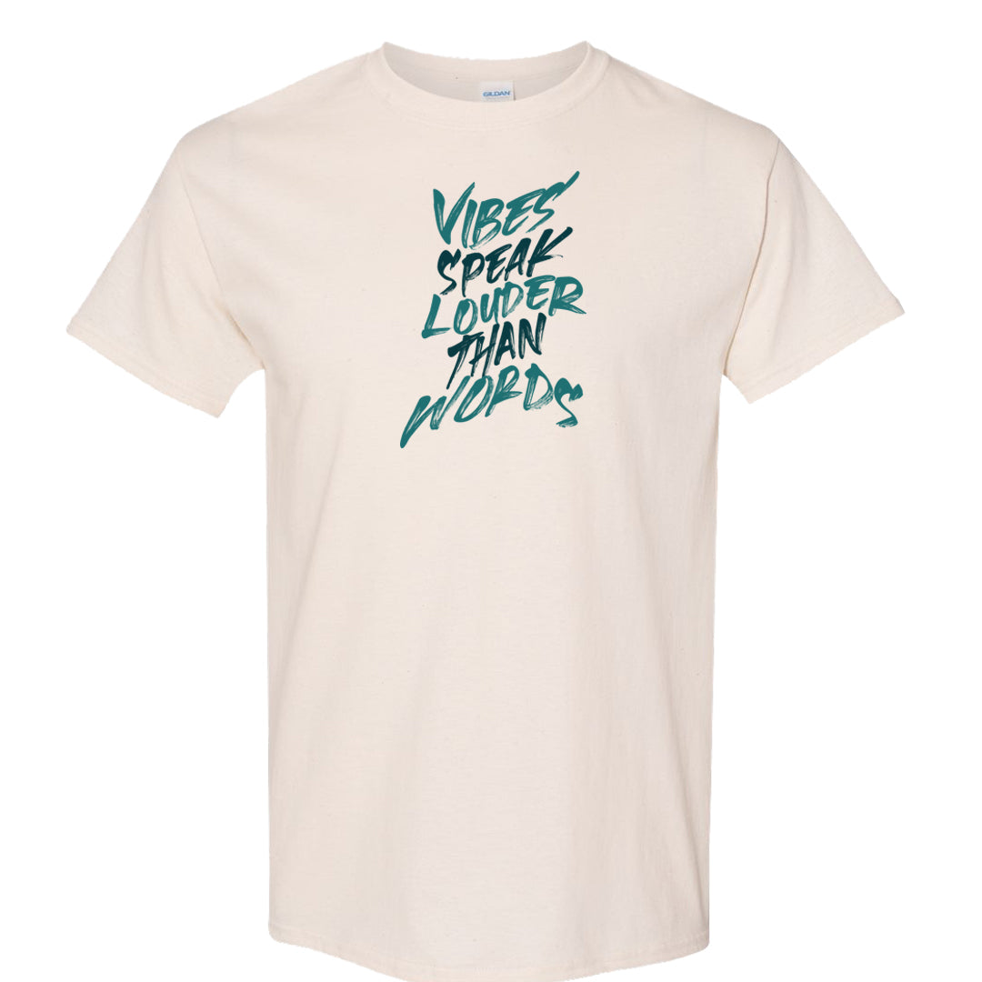 Green Velvet 95s T Shirt | Vibes Speak Louder Than Words, Natural