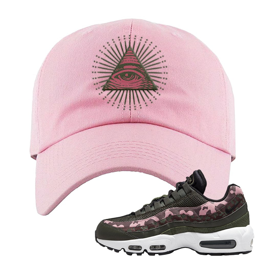 Olive Pink Camo 95s Dad Hat | All Seeing Eye, Light Pink