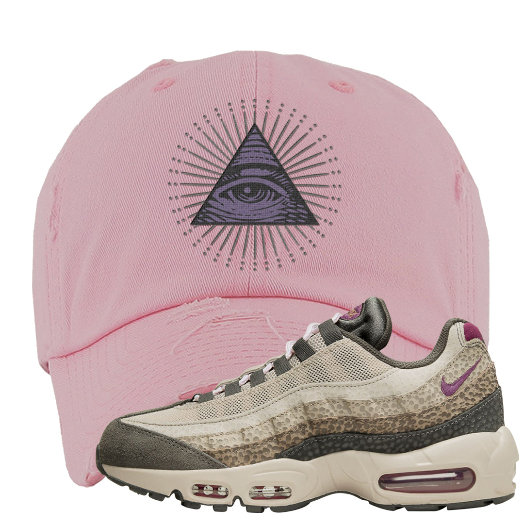 Safari Viotech 95s Distressed Dad Hat | All Seeing Eye, Pink
