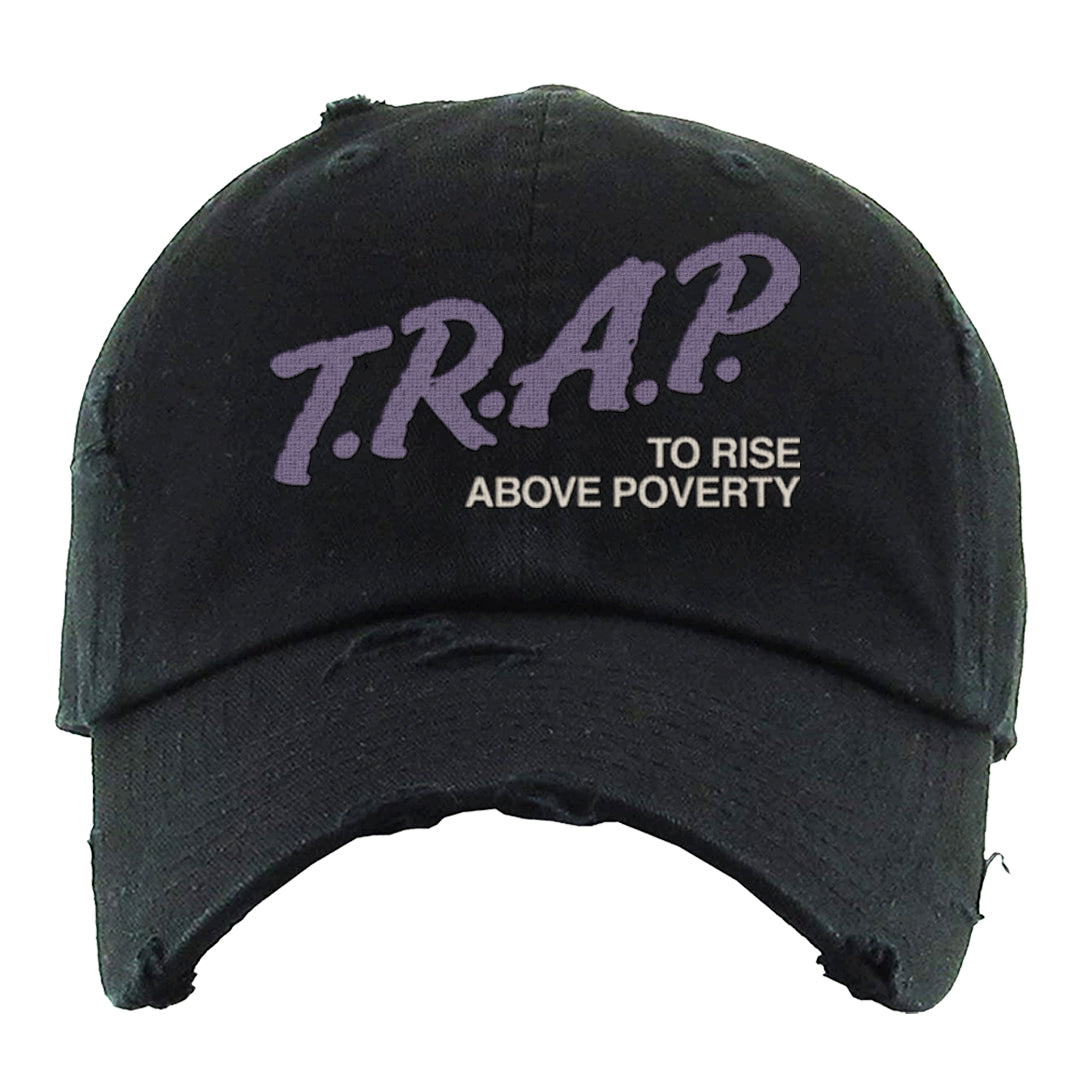 Safari Viotech 95s Distressed Dad Hat | Trap To Rise Above Poverty, Black