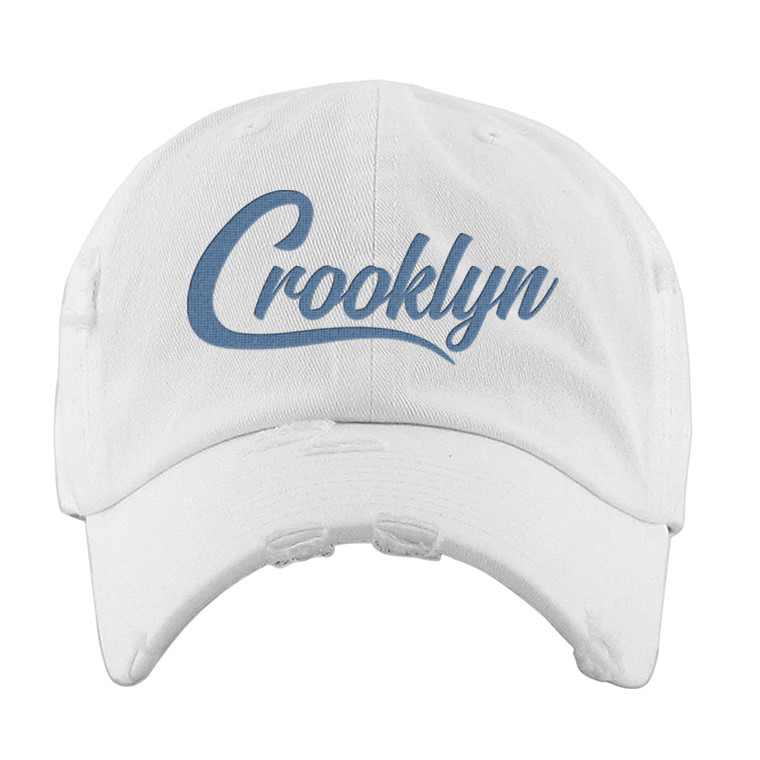 Atlantic Blue Voltage Yellow 97s Distressed Dad Hat | Crooklyn, White