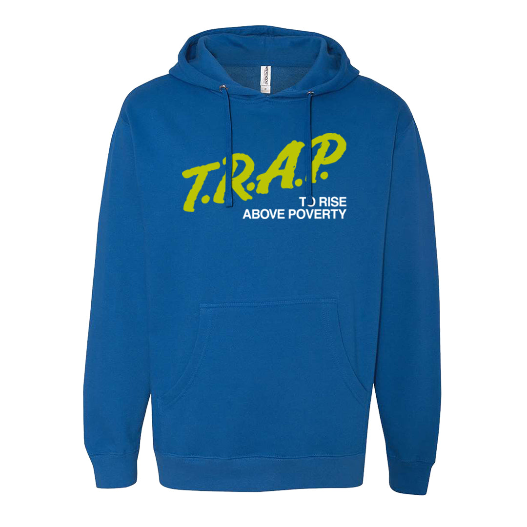 Atlantic Blue Voltage Yellow 97s Hoodie | Trap To Rise Above Poverty, Royal