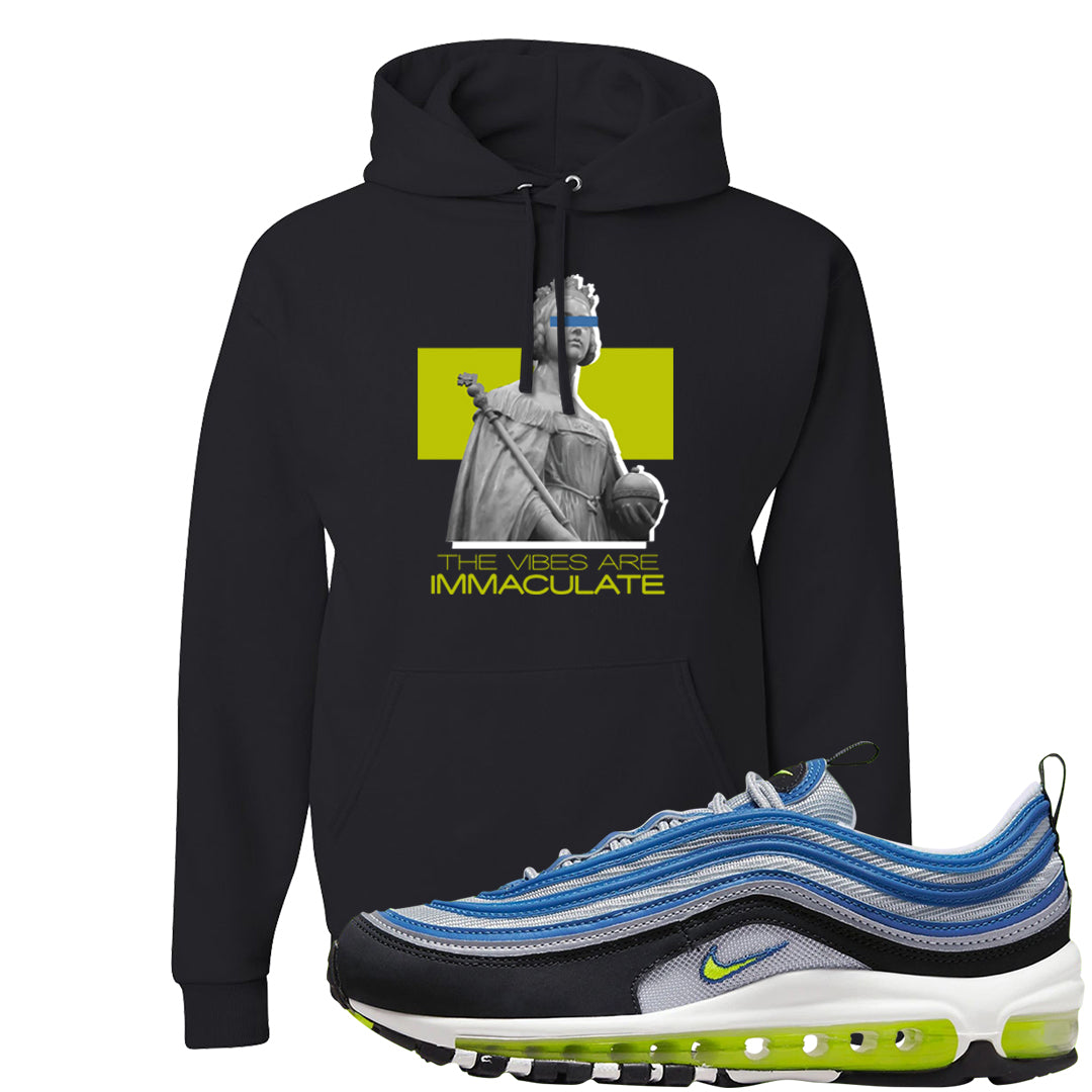 Atlantic Blue Voltage Yellow 97s Hoodie | The Vibes Are Immaculate, Black