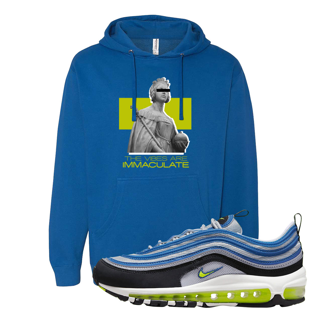 Atlantic Blue Voltage Yellow 97s Hoodie | The Vibes Are Immaculate, Royal