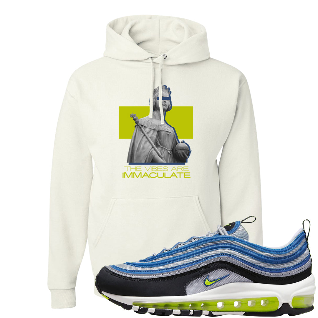 Atlantic Blue Voltage Yellow 97s Hoodie | The Vibes Are Immaculate, White