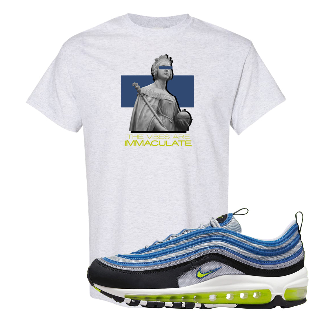 Atlantic Blue Voltage Yellow 97s T Shirt | The Vibes Are Immaculate, Ash