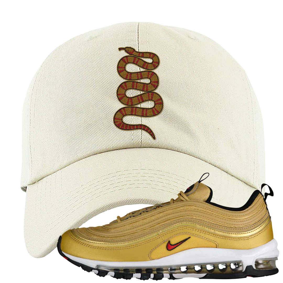 Gold Bullet 97s Dad Hat | Coiled Snake, White