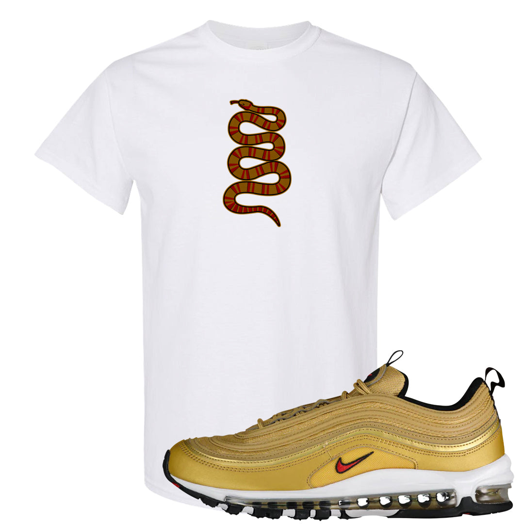 Gold Bullet 97s T Shirt | Coiled Snake, White