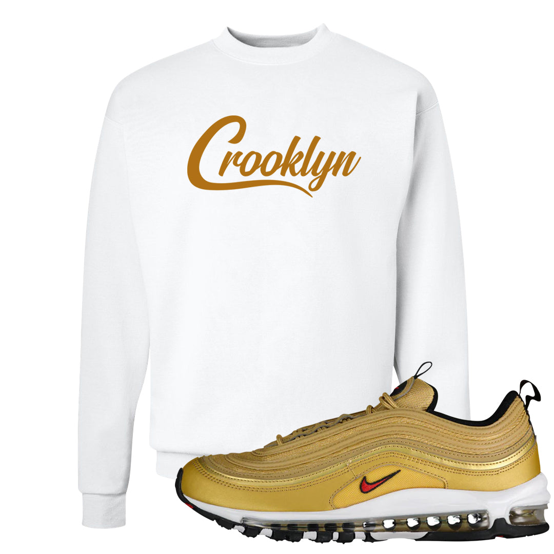 Gold Bullet 97s Crewneck Sweatshirt | Crooklyn, White