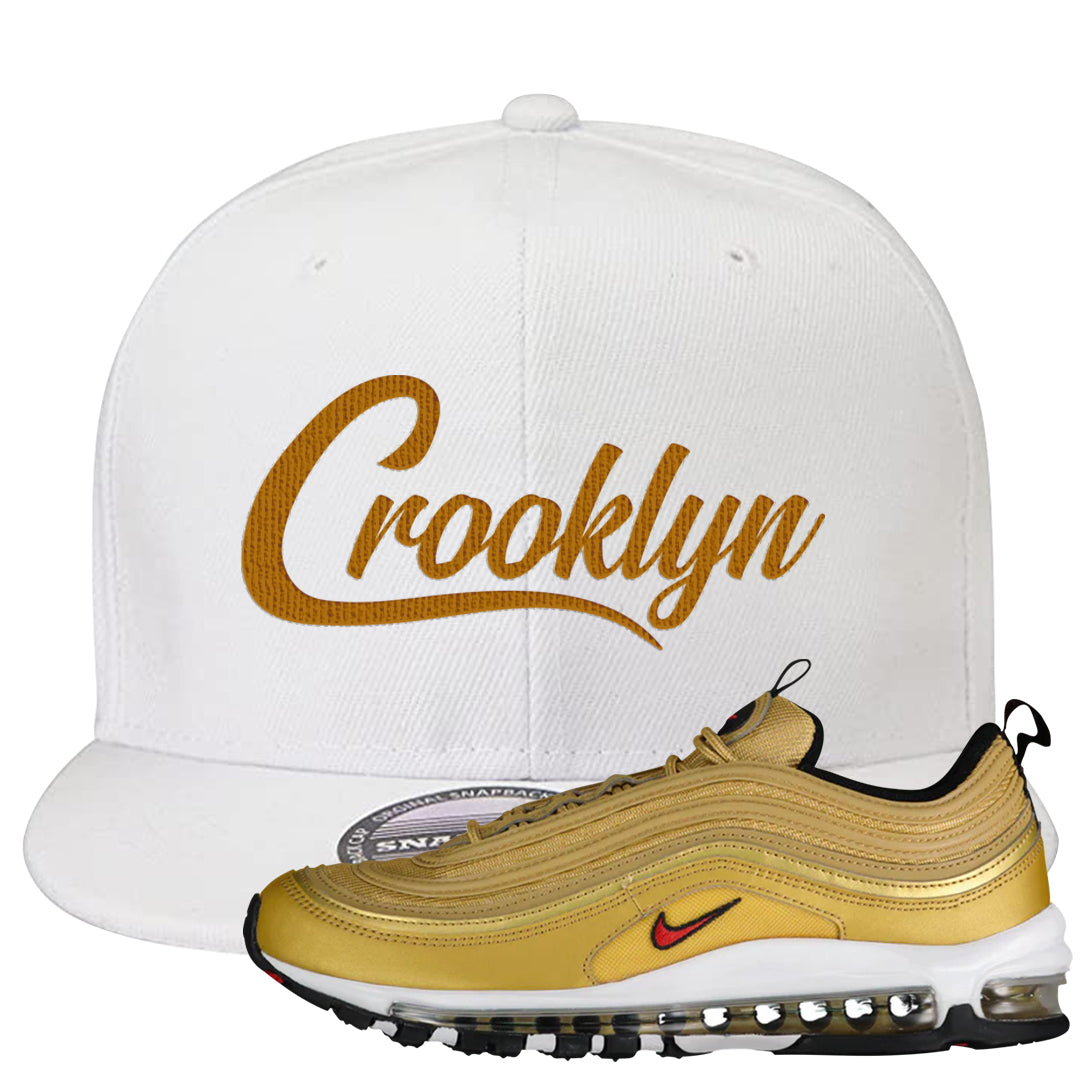 Gold Bullet 97s Snapback Hat | Crooklyn, White