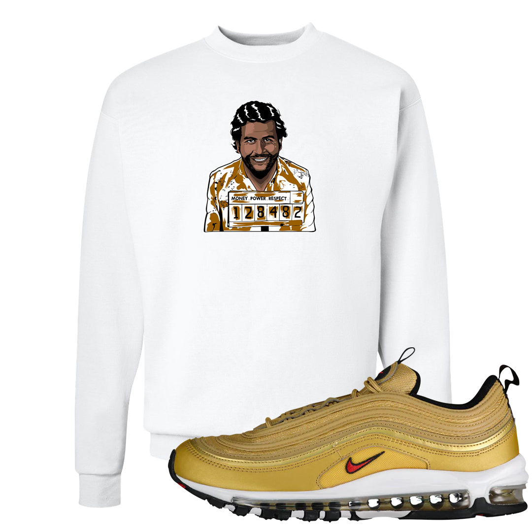 Gold Bullet 97s Crewneck Sweatshirt | Escobar Illustration, White