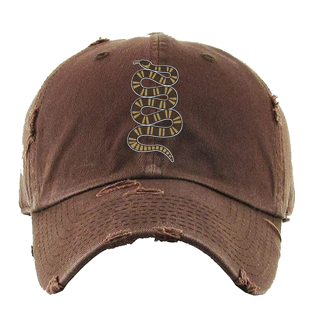 Mushroom Muslin 97s Distressed Dad Hat | Coiled Snake, Brown