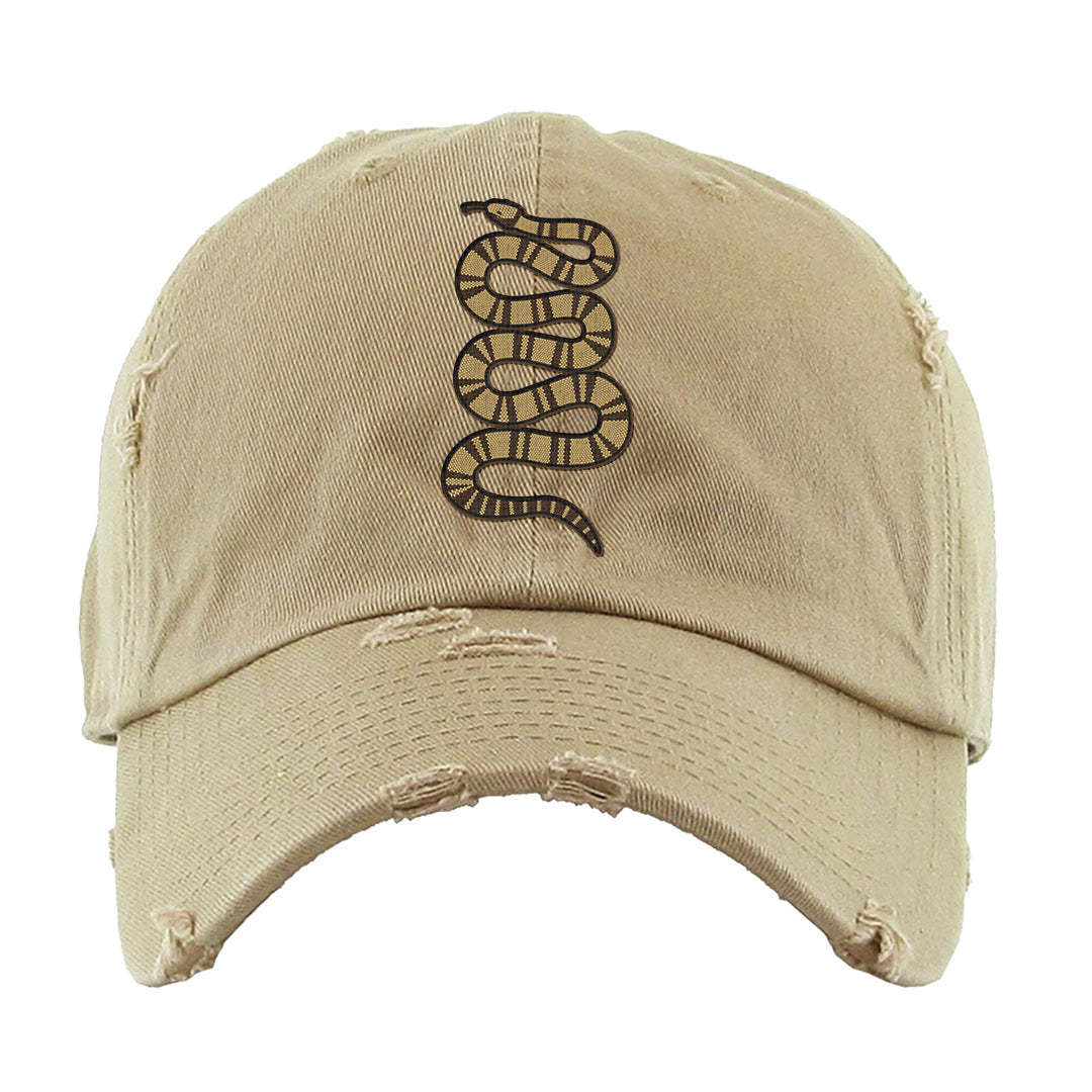 Mushroom Muslin 97s Distressed Dad Hat | Coiled Snake, Khaki