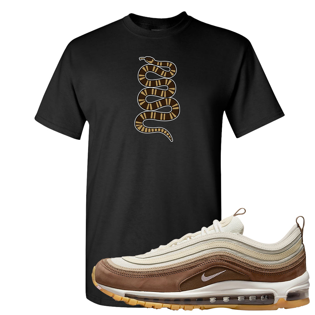 Mushroom Muslin 97s T Shirt | Coiled Snake, Black