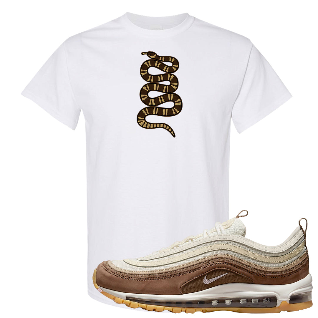 Mushroom Muslin 97s T Shirt | Coiled Snake, White
