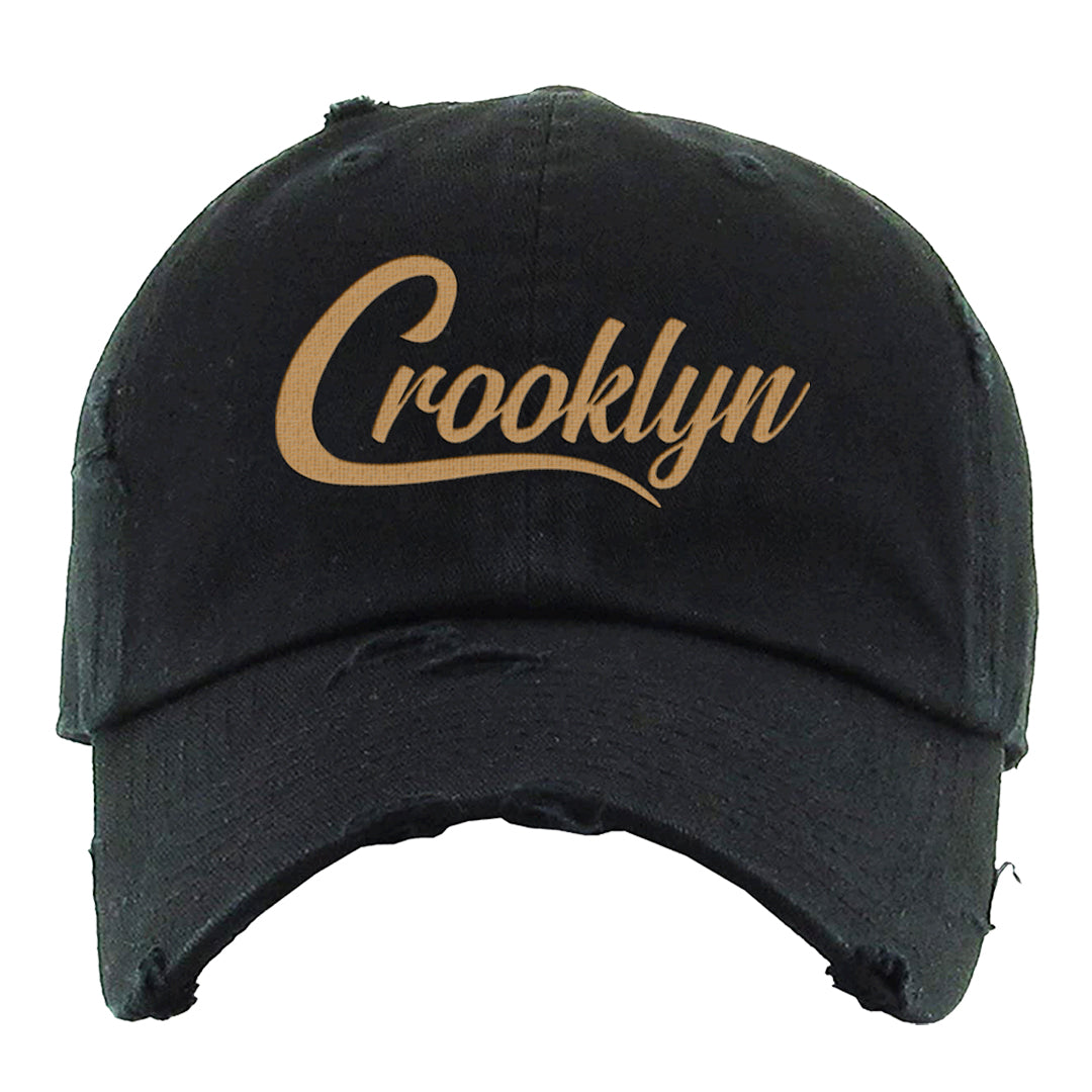 Mushroom Muslin 97s Distressed Dad Hat | Crooklyn, Black