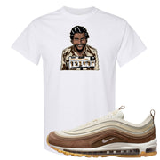 Mushroom Muslin 97s T Shirt | Escobar Illustration, White