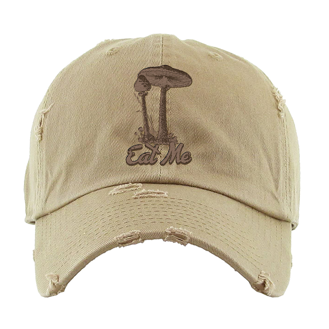 Mushroom Muslin 97s Distressed Dad Hat | Eat Me, Khaki