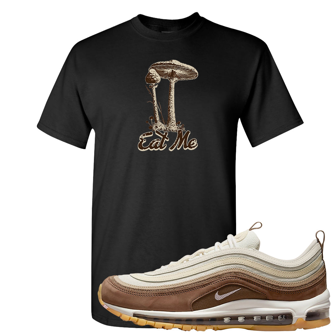 Mushroom Muslin 97s T Shirt | Eat Me, Black