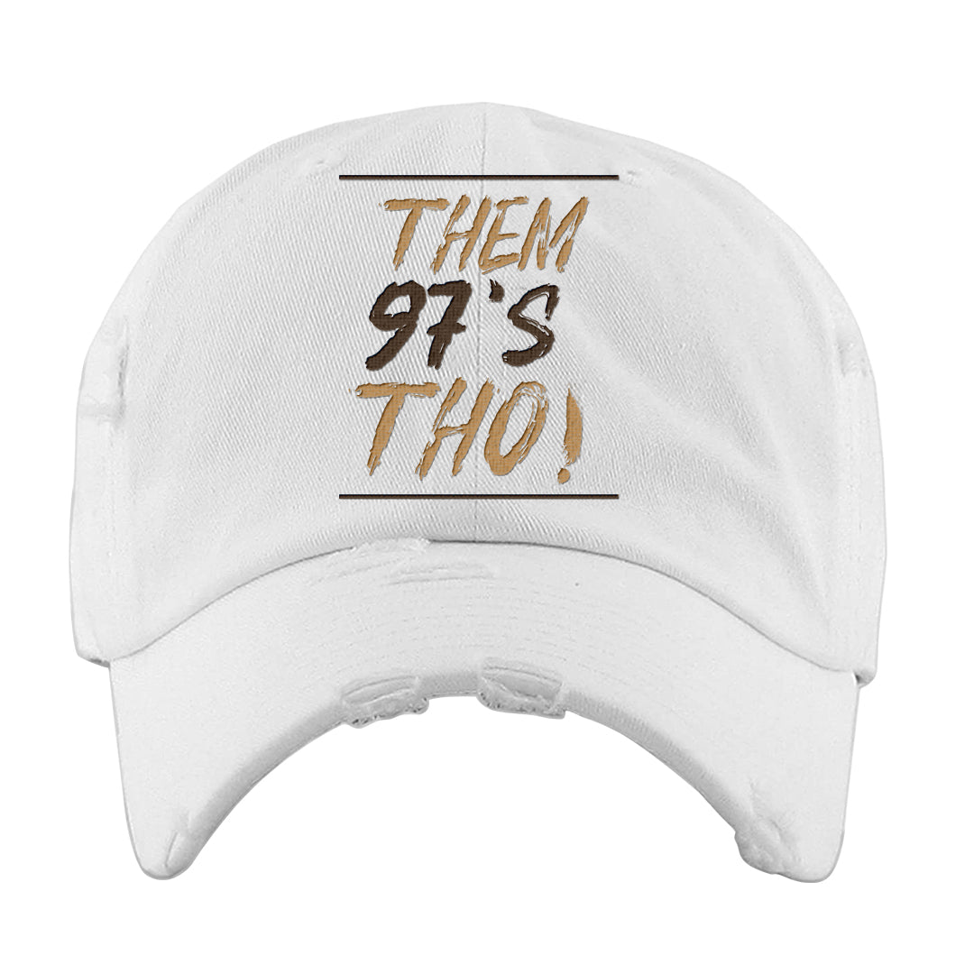 Mushroom Muslin 97s Distressed Dad Hat | Them 97's Tho, White
