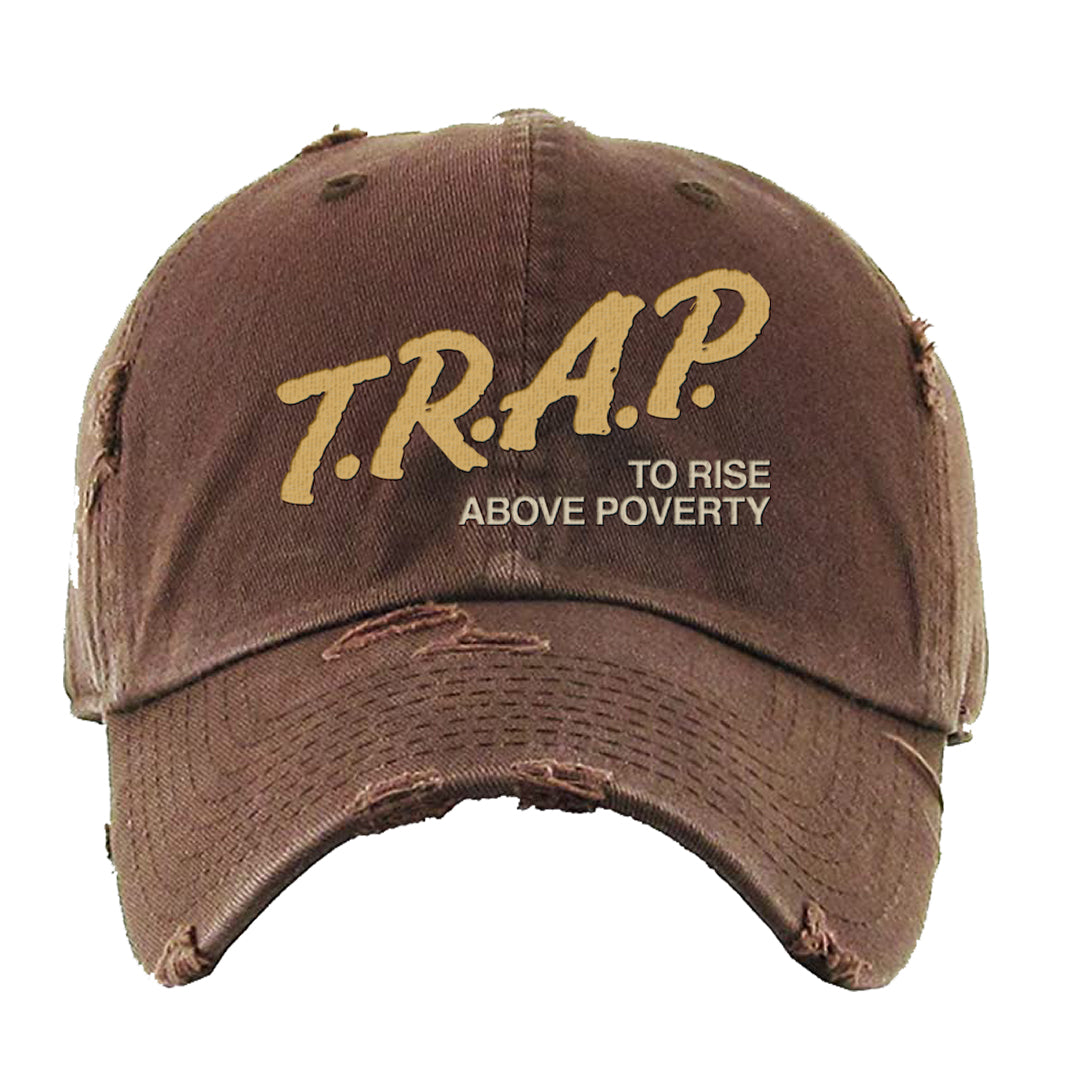 Mushroom Muslin 97s Distressed Dad Hat | Trap To Rise Above Poverty, Brown
