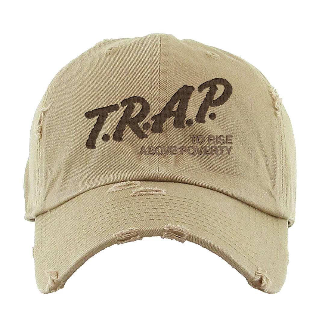 Mushroom Muslin 97s Distressed Dad Hat | Trap To Rise Above Poverty, Khaki