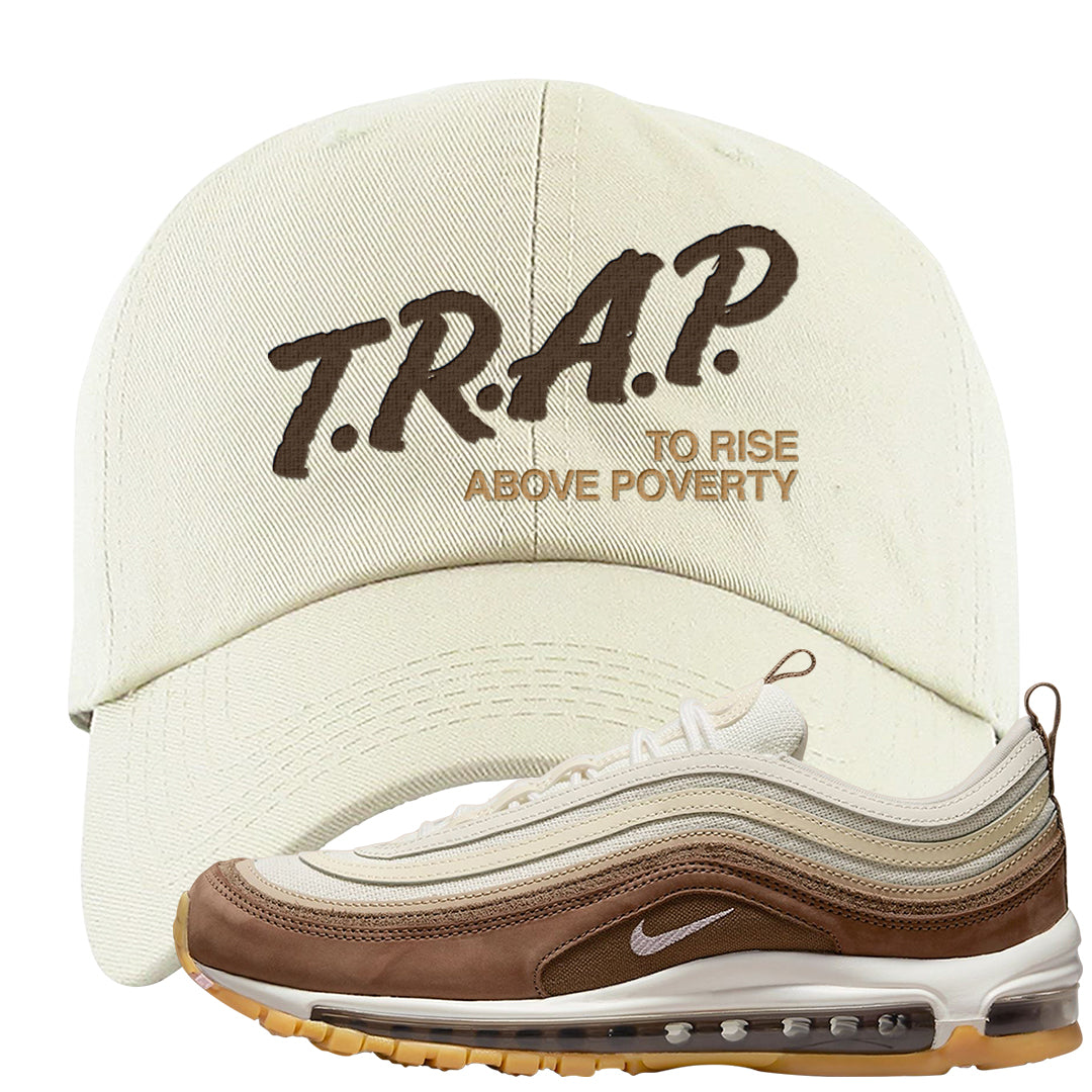 Mushroom Muslin 97s Dad Hat | Trap To Rise Above Poverty, White