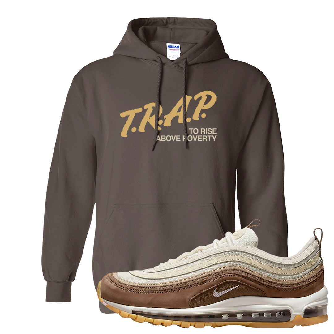 Mushroom Muslin 97s Hoodie | Trap To Rise Above Poverty, Chocolate