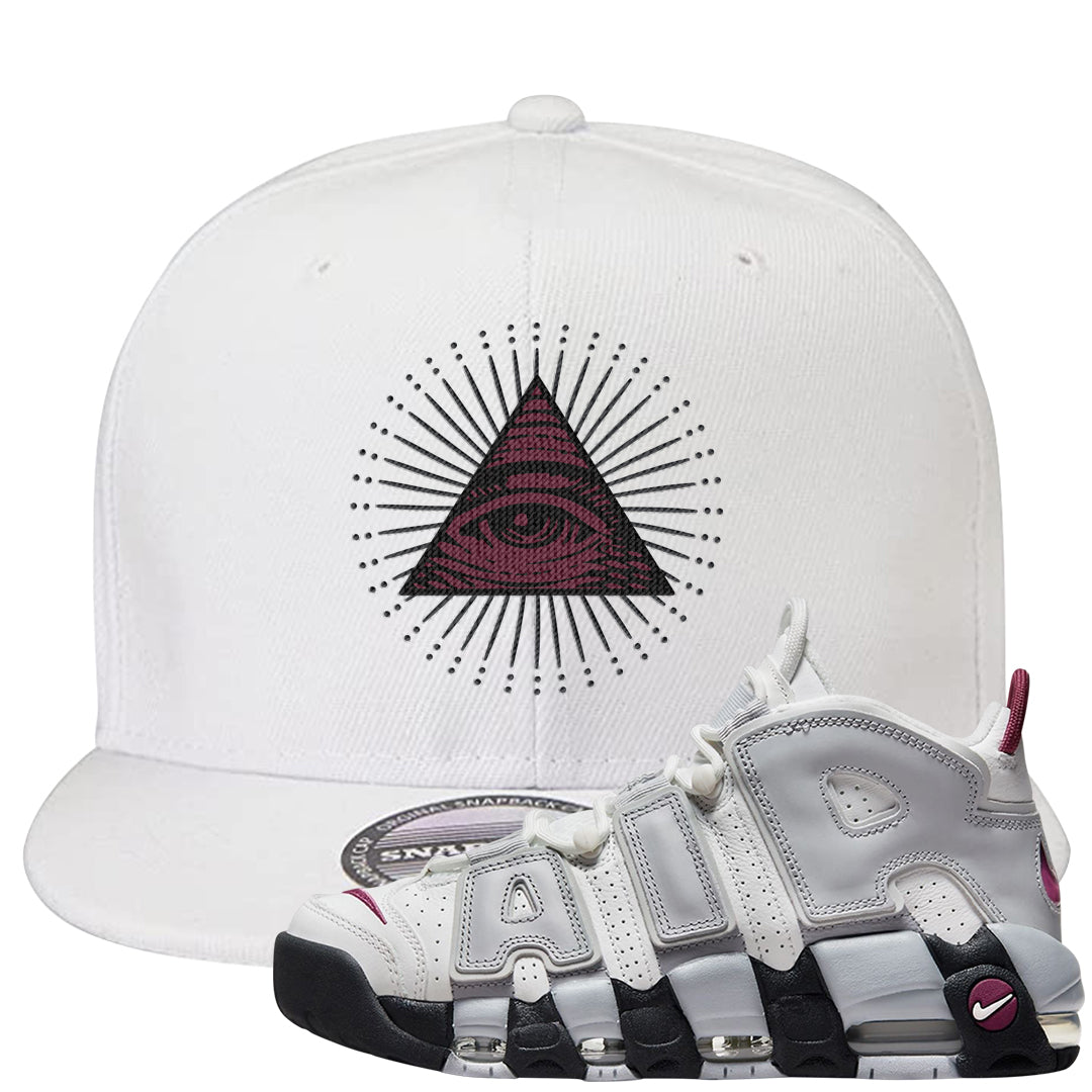 Summit White Rosewood More Uptempos Snapback Hat | All Seeing Eye, White