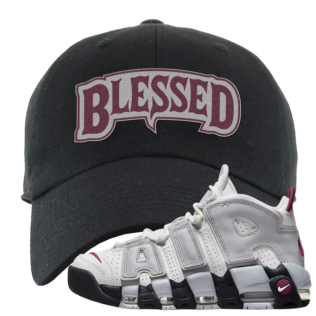 Summit White Rosewood More Uptempos Dad Hat | Blessed Arch, Black