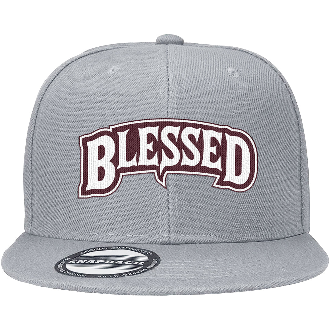 Summit White Rosewood More Uptempos Snapback Hat | Blessed Arch, Light Gray